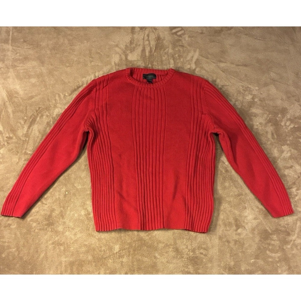 VTG Express Womens Cherry Red Ribbed Crewneck Sweater XL 90s Grunge Japan Cozy
